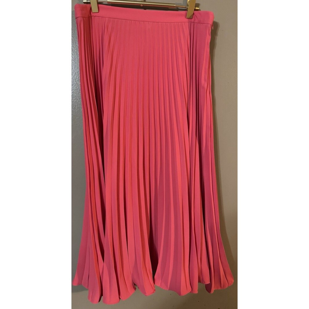 Boden Women's Midi Skirt Bright Pink Size 10 100% Polyester Midi Pleated